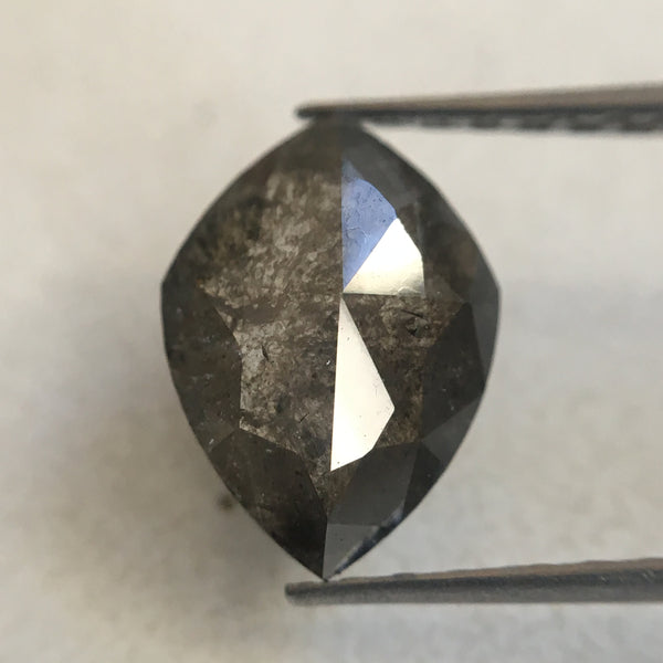 1.49 Ct Dark Grey Fancy Pear Cut Loose Natural Diamond, 10.30 mm X 7.40 mm X 2.90 mm Grey Rose Cut Pear Natural Loose Diamond SJ36/09