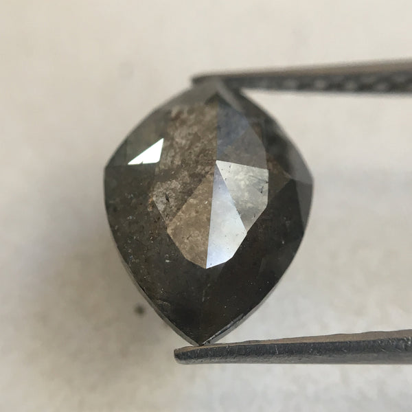 1.49 Ct Dark Grey Fancy Pear Cut Loose Natural Diamond, 10.30 mm X 7.40 mm X 2.90 mm Grey Rose Cut Pear Natural Loose Diamond SJ36/09