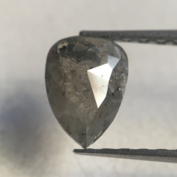 0.74 Ct Pear Cut Loose Natural Diamond Grey Color 7.15 mm X 5.25 mm X 2.21 mm, Grey Rose Cut Pear Natural Loose Diamond SJ36/15