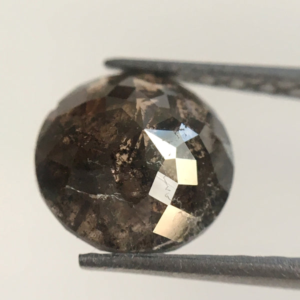 1.29 Ct 6.91 mm X 3.23 mm Natural Loose Dark Brown color Salt and Pepper Round Rose Cut Loose Diamond Use for Jewelry SJ06/15