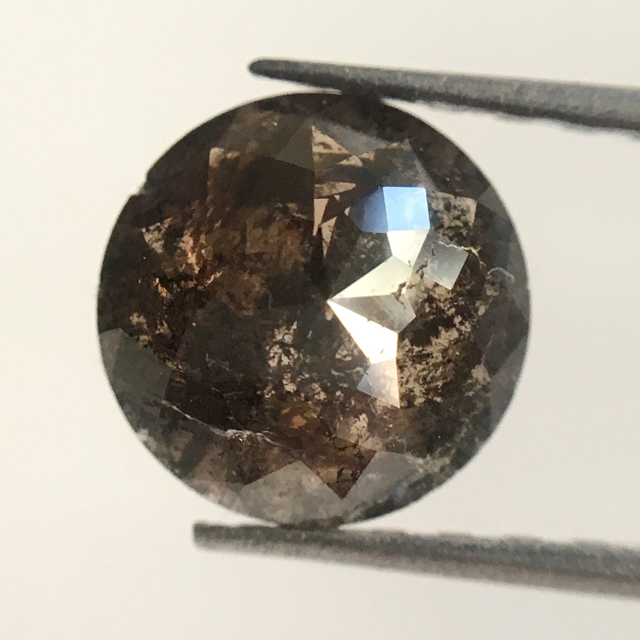 1.29 Ct 6.91 mm X 3.23 mm Natural Loose Dark Brown color Salt and Pepper Round Rose Cut Loose Diamond Use for Jewelry SJ06/15