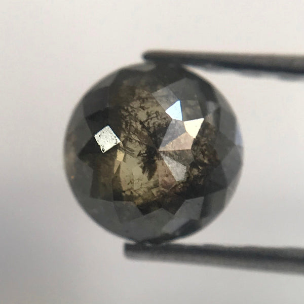 0.81 Ct 5.14 mm X 3.35 mm  Natural Loose Diamond Round Rose Cut Grey Black Color, Round Shape Rose Cut Natural Diamond  SJ06/56