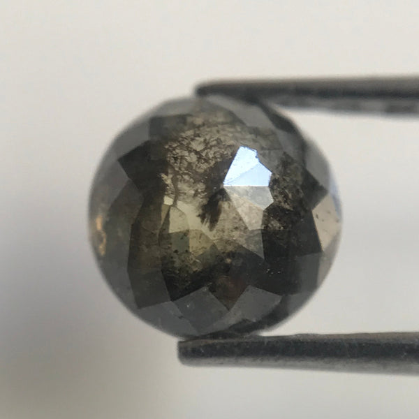 0.81 Ct 5.14 mm X 3.35 mm  Natural Loose Diamond Round Rose Cut Grey Black Color, Round Shape Rose Cut Natural Diamond  SJ06/56