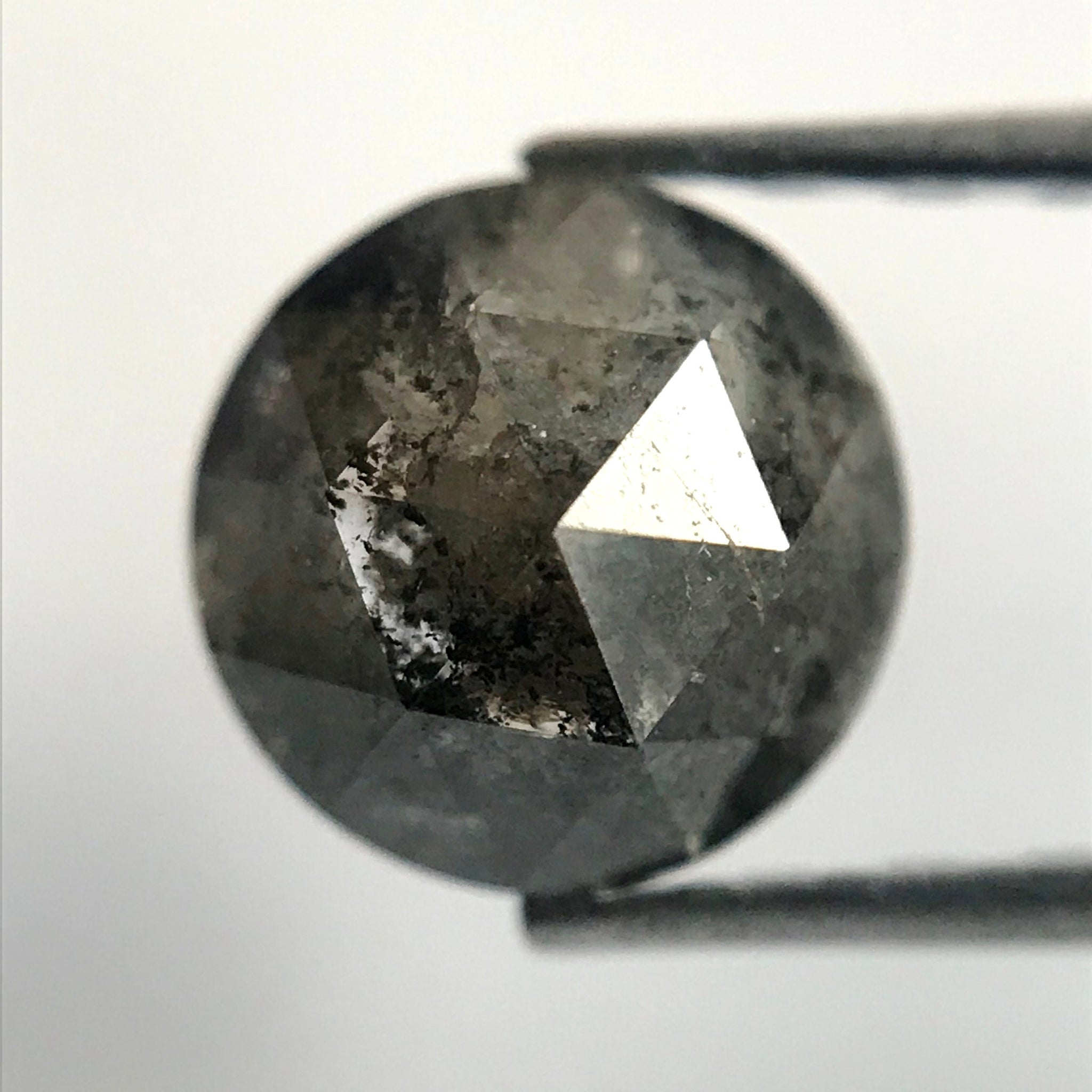 0.87 Ct Natural Loose Diamond Round Rose Cut Black Grey Color 5.46 mm X 3.27 mm Round Shape Rose Cut Natural Diamond  SJ06/57