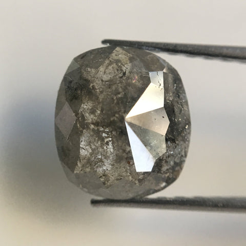 1.90 Carat Oval Cut 8.80 mm X 7.80 mm Fancy Dark Gray Color Natural Loose Diamond, Grey Oval Shape Rose Cut Natural Loose Diamond SJ17/23