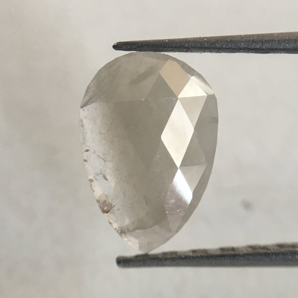 0.41 Ct Light Gray Color Pear Cut Loose Diamond, 7.50 mm X 5.30 mm Light Grey Rose Cut Slice Pear Natural Loose Diamond SJ35/19