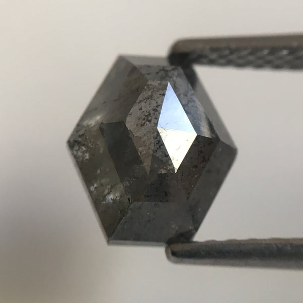 Natural Loose Diamond Elongated Hexagon Shape 2.01 Ct 8.10 mm X 7.20 mm, Fancy Dark Grey Hexagon Cut loose diamond Use for Jewellery SJ20/17