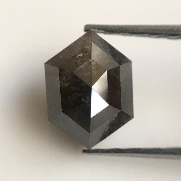 1.10 Carat Natural Loose Diamond Hexagon Shape 7.00 mm X 5.20 mm, Fancy Dark Grey Color Hexagon Cut loose diamond SJ20/19