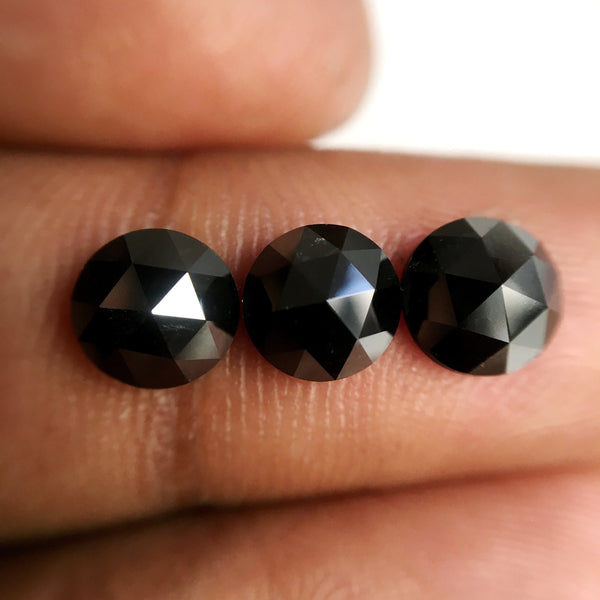 6.50 mm Heated Black Rose Cut Diamond: Natural Loose Stone