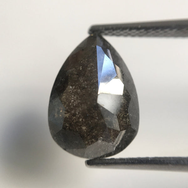 4.09 Ct Pear Cut Loose Natural Diamond Dark Grey Color 12.90 mm X 8.90 mm, Grey Rose Cut Pear Natural Loose Diamond best for Ring SJ21/01