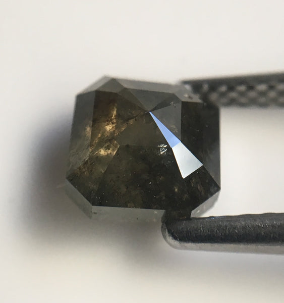 1.44 Ct Cut Natural Loose Diamond 6.40 mm X 6.00 mm Dark Grey Color, Fancy Black Natural Loose Diamond Use for Jewellery making SJ21/08