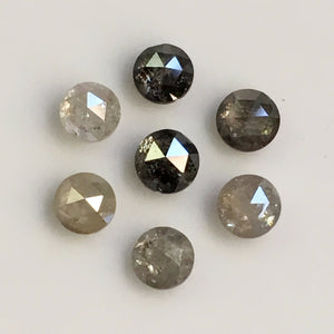 1.40 Ct Round Rose Cut 7 Pcs Natural Loose Diamond, 3.30 mm to 3.35 mm Grey Color Round Shape Rose Cut Natural Diamond SJ35/61