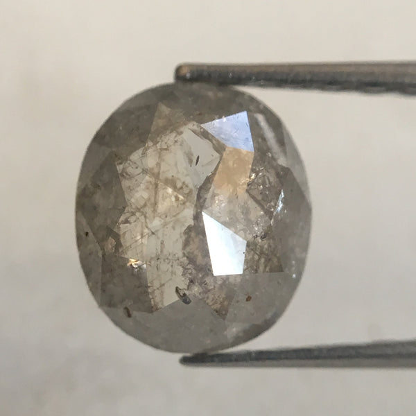 0.95 Ct Oval Cut Fancy Gray Color Natural Loose Diamond, 7.15 mm X 6.25 mm X 2.50 mm Grey Oval Shape Rose Cut Natural Loose Diamond SJ36/03