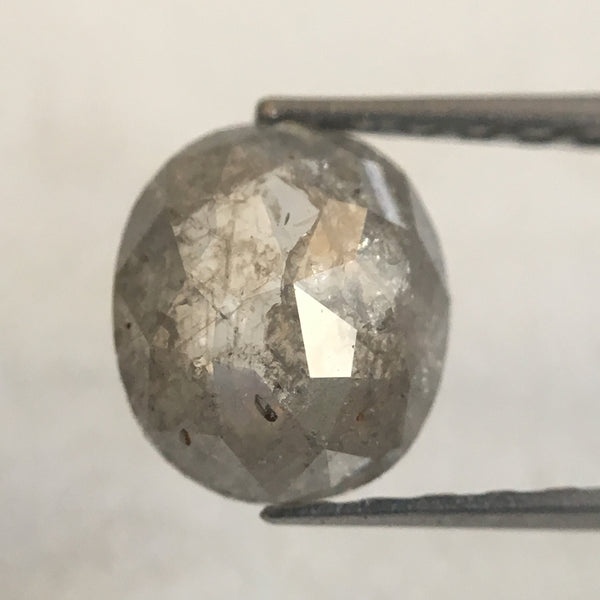 0.95 Ct Oval Cut Fancy Gray Color Natural Loose Diamond, 7.15 mm X 6.25 mm X 2.50 mm Grey Oval Shape Rose Cut Natural Loose Diamond SJ36/03