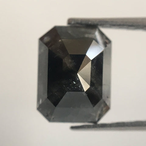 0.80 Ct Black Grey Natural Emerald Shape loose Diamond, Polished Diamond 6.15 mm X 4.80 mm x 2.80 mm best for engagement rings SJ26/10