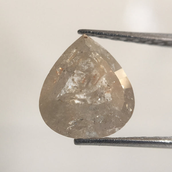 1.28 Ct Brownish Grey 8.40 mm X 7.50 mm x 2.85 mm Pear Cut Loose Natural Diamond, Fancy Grey Rose Cut Pear Natural Loose Diamond SJ26/23