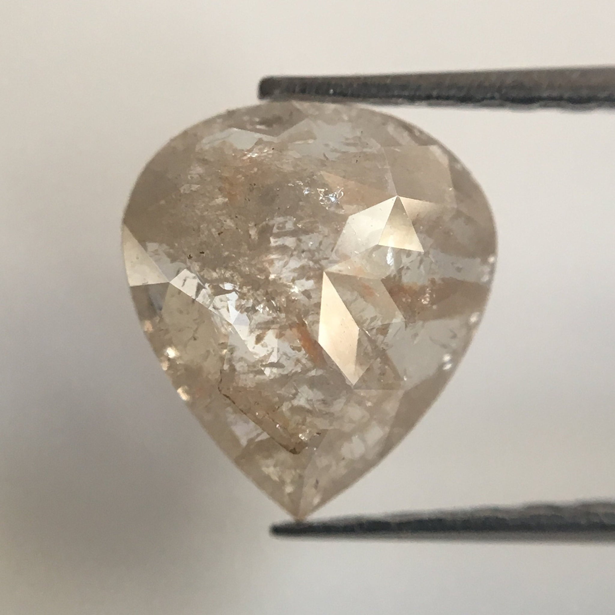 1.28 Ct Brownish Grey 8.40 mm X 7.50 mm x 2.85 mm Pear Cut Loose Natural Diamond, Fancy Grey Rose Cut Pear Natural Loose Diamond SJ26/23