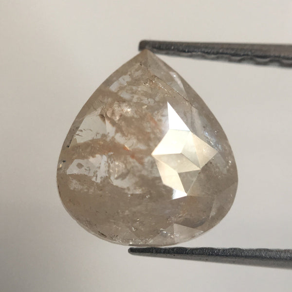 1.28 Ct Brownish Grey 8.40 mm X 7.50 mm x 2.85 mm Pear Cut Loose Natural Diamond, Fancy Grey Rose Cut Pear Natural Loose Diamond SJ26/23