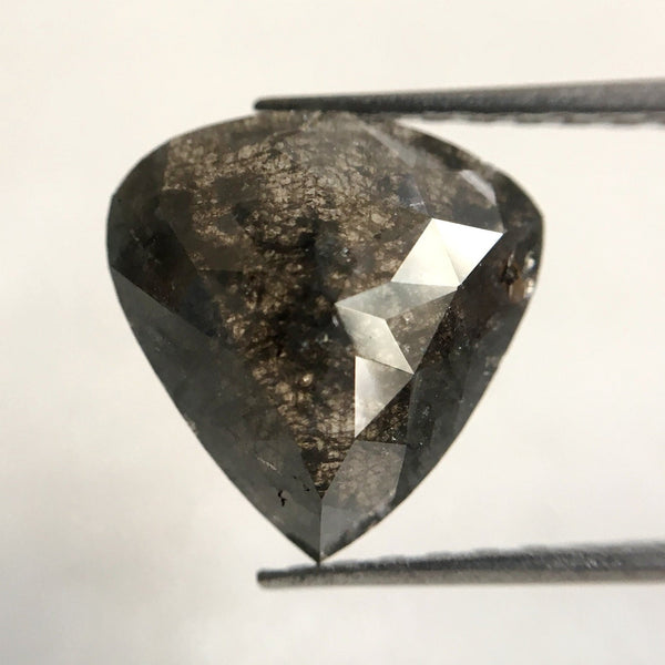 Salt and pepper Natural Loose Diamond Pear Shape 2.52 Ct 10.42 mm X 10.10 mm x 3.25 mm Fancy Gray Color Natural Loose Diamond SJ26/35