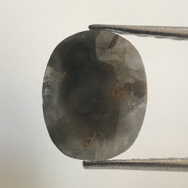 0.99 Ct Natural Dark Gray Oval Shape Rose cut Diamond, 7.39 mm X 5.97 mm X 2.70 mm Beautiful sparkling Natural Loose Diamond AJ02/24