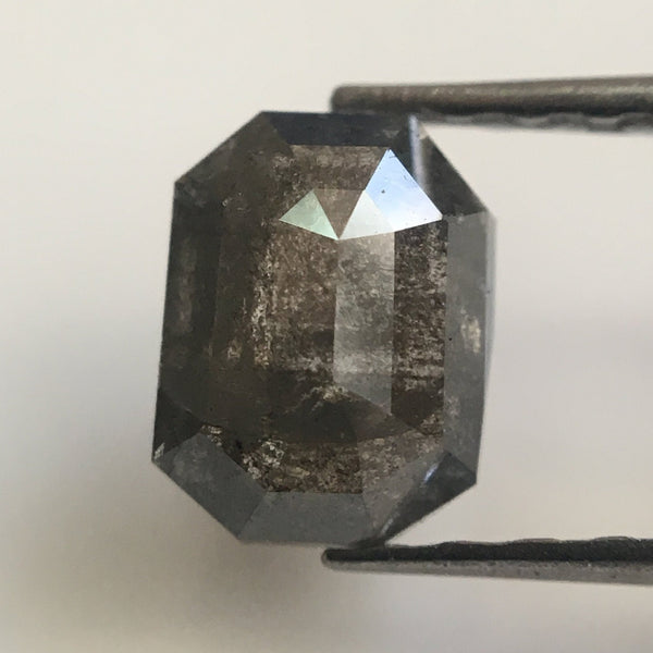 0.90 Ct Natural Dark Gray Emerald Shape Natural Loose Diamond, 6.40 mm X 4.93 mm X 2.77 mm Beautiful sparkling Natural Diamond AJ02/32