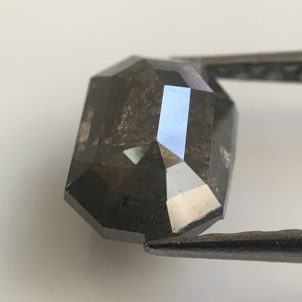 0.90 Ct Natural Dark Gray Emerald Shape Natural Loose Diamond, 6.40 mm X 4.93 mm X 2.77 mm Beautiful sparkling Natural Diamond AJ02/32