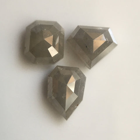 2.43 Ct 3 Pcs Natural Light Gray Color Mix Shape Loose Diamond, Beautiful sparkling faceted Diamond perfect for Jewelry AJ03/22