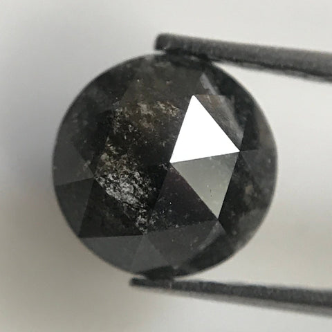 Genuine 0.73 Ct 5.70 mm X 2.65 mm Round Shape Rose Cut Black Natural Loose Diamond, Salt and Pepper Loose Diamond Use For Jewelry SJ06/42