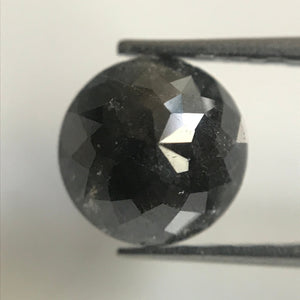 0.87 Ct Natural Black Diamond Rose Cut Round, Size 5.49 mm X 3.32 mm Black Diamond Round Faceted, Salt and pepper Diamond SJ06/52