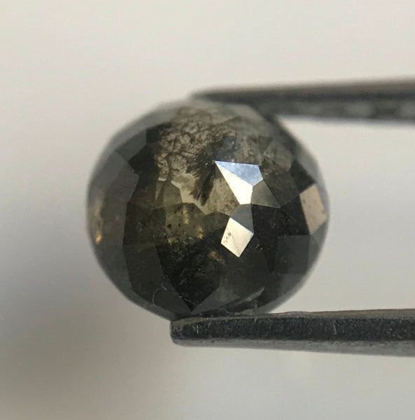 0.81 Ct 5.14 mm X 3.35 mm  Natural Loose Diamond Round Rose Cut Grey Black Color, Round Shape Rose Cut Natural Diamond  SJ06/56