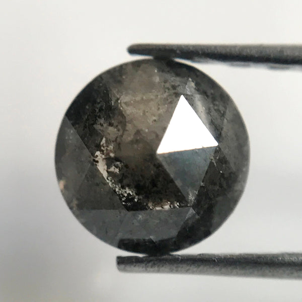 0.87 Ct Natural Loose Diamond Round Rose Cut Black Grey Color 5.46 mm X 3.27 mm Round Shape Rose Cut Natural Diamond  SJ06/57