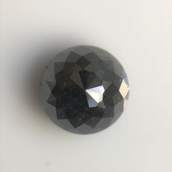 0.77 Ct Natural Black Loose Diamond Size 5.17 mm X 3.21 mm Round Rose Cut Black Diamond, Salt and pepper Diamond SJ06/61