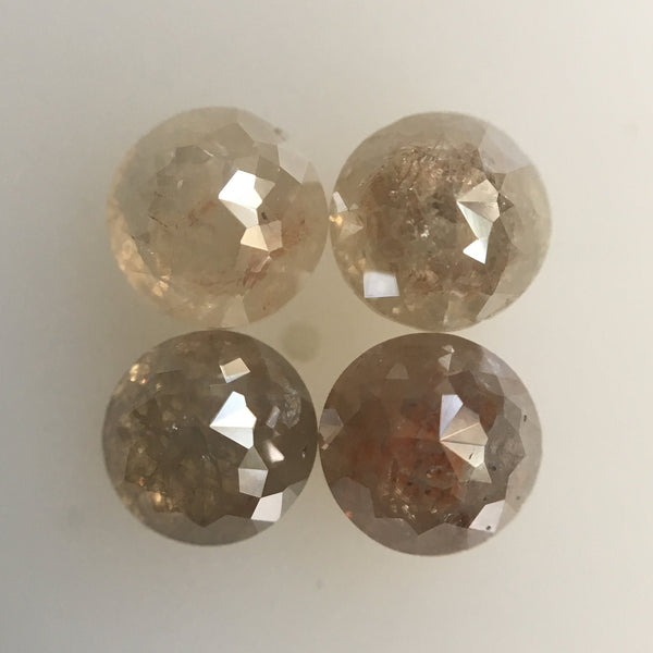 4 Pcs, 3.29 Carat 5.10 mm to 5.20 mm Grey and Dark Grey Round Rose cut Loose Natural Diamonds, Rose cut Natural diamond low price AJ06/12