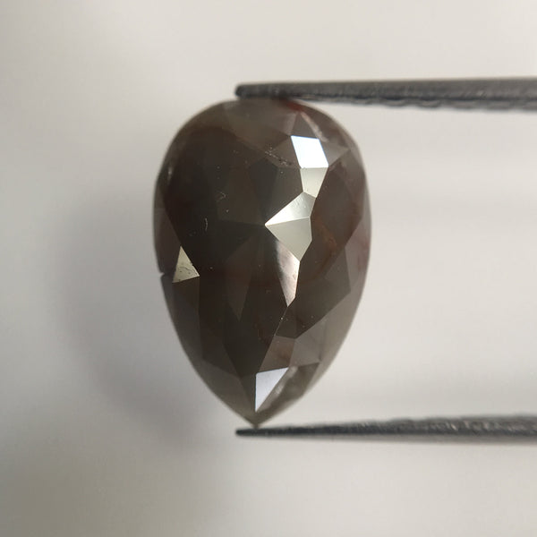 3.39 Ct Brownish Grey Color 10.73 mm X 7.07 mm X 2.76 mm Pear Cut Loose Natural Diamond Grey Rose Cut Natural Loose Diamond AJ07/04