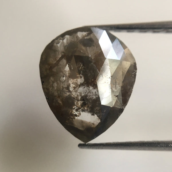 2.08 Ct Fancy Grey Pear Cut Loose Natural Diamond, 9.70 mm X 8.14 mm X 2.70 mm Fancy Brown Rose Cut Pear Natural Loose Diamond AJ07/12