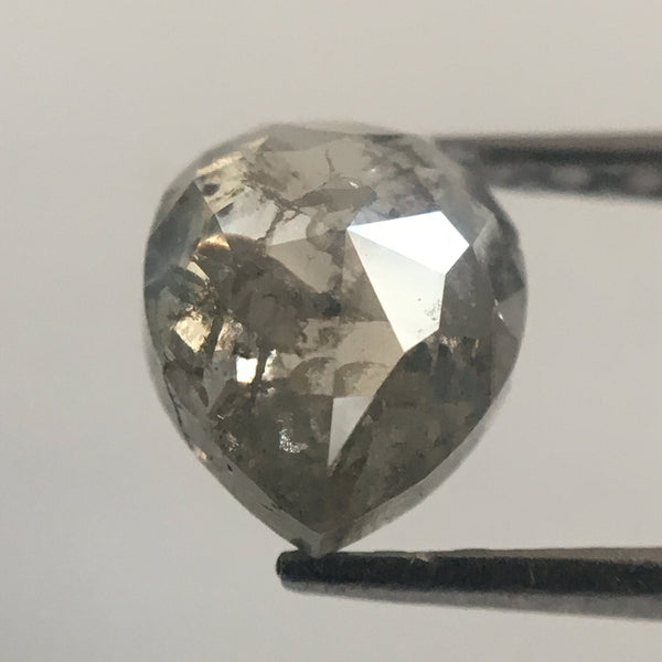 0.94 Ct Natural loose diamond Fancy Grey White Color Rose Cut Diamond, 6.32 mm x 5.22 mm x 3.11 mm Grey Rose Cut Pear Diamond SJ38/32