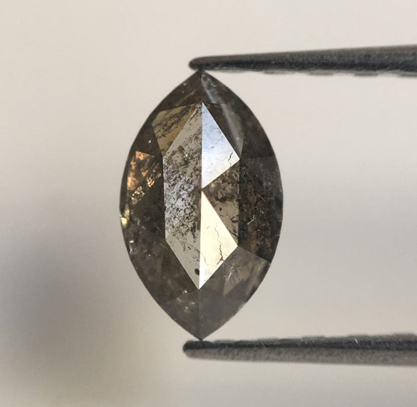 0.46 CT Grey Marquise Shaped Natural Brilliant Cut Loose Diamond, 6.47 mm x 3.92 mm x 2.51 mm Salt & pepper Rose Cut Loose Diamond SJ38-46