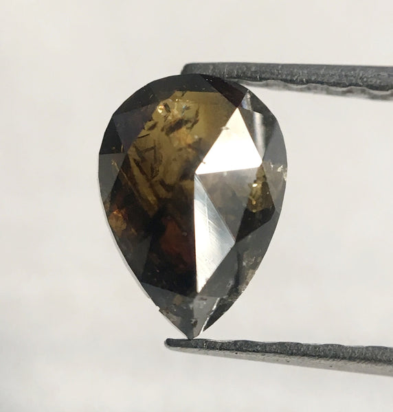 0.79 Ct Pear Shape Dark Brown Rose cut Natural Loose Diamond, 6.85 mm x 4.93 mm X 2.72 mm Fancy Color Natural Loose Diamond for ring AJ10/23