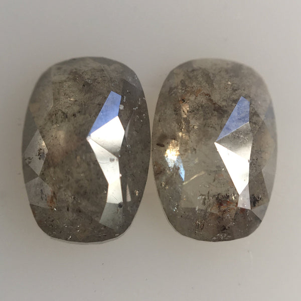 2.33 Ct Elongated Oval Shape Gray color Rose cut Diamond Pair, 8.50 mm x 5.72 mm X 2.70 mm Oval Shape Natural Loose Diamond AJ11/15