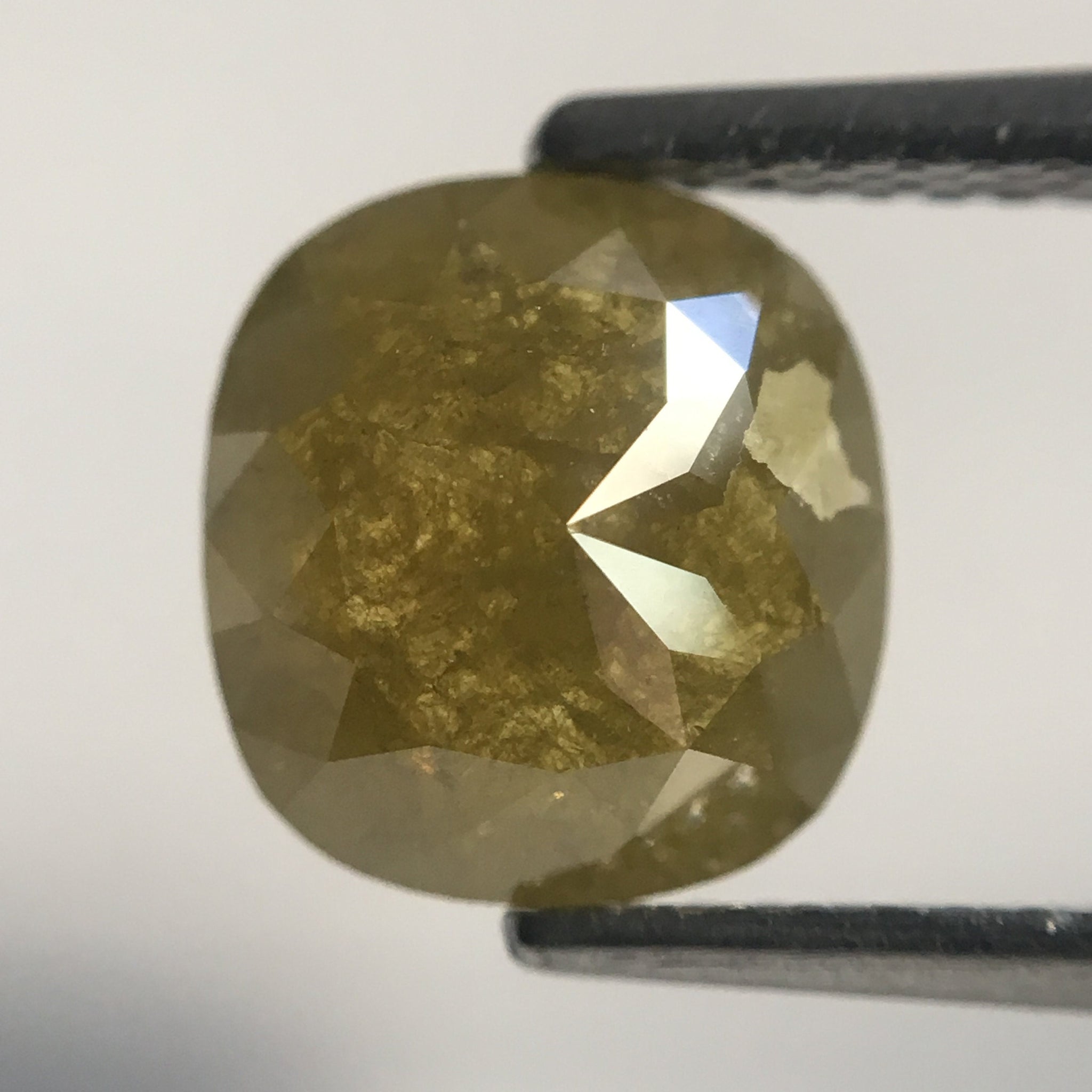 2.03 Ct Greenish Yellow Cushion Shape Rose Cut Natural Loose Diamond 8.30 mm x 7.71 mm X 3.43 mm Cushion Shape Natural Loose Diamond AJ11/19