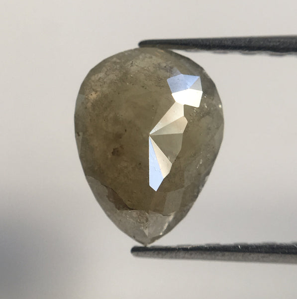 0.81 Ct Pear shape brownish grey rose cut natural loose diamond, 7.53 mm X 5.73 mm X 2.25 mm Rose Cut Natural Loose Diamond AJ12/02