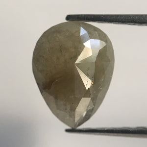 0.86 Ct Pear Shape Grey Color Rose Cut Natural Loose Diamond, 7.56 mm X 5.83 mm X 2.43 mm Pear Cut Natural Loose Diamond AJ12/12