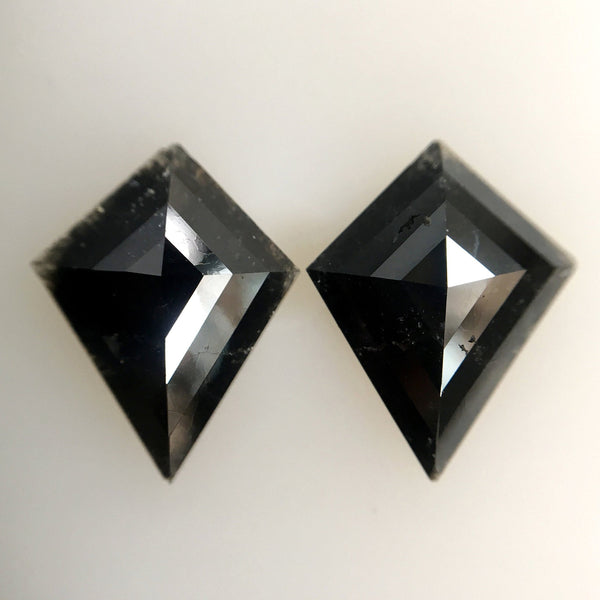 3.59 Ct Pair Black Color Kite Shape Natural Loose Diamond, 12.45 mm X 9.66 mm X 3.10 mm Fancy Shape Natural Loose Diamond AJ12/22