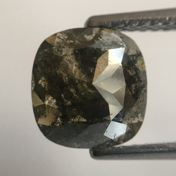 1.75 Ct Dark Grey Color Cushion Shape Rose Cut Natural Loose Diamond, 7.74 mm X 7.50 mm X 3.01 mm Rustic Natural Loose Diamond AJ12/23