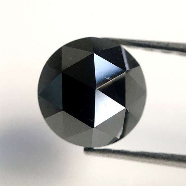 4.50 mm Heated Black Diamond: Round Rose Cut Loose Stone