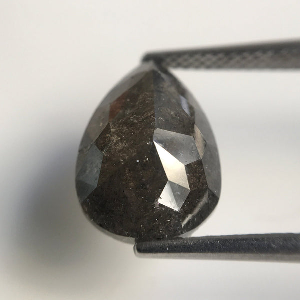 4.09 Ct Pear Cut Loose Natural Diamond Dark Grey Color 12.90 mm X 8.90 mm, Grey Rose Cut Pear Natural Loose Diamond best for Ring SJ21/01