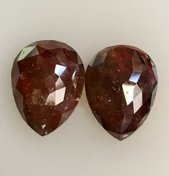 7.14 Ct Pair Of Pear Cut Natural Loose Diamond Reddish Brown Color, 12.64 mm X 9.58 mm  X 4.14 mm Fancy Color Natural Loose Diamond AJ12/47