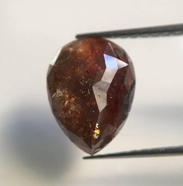 7.14 Ct Pair Of Pear Cut Natural Loose Diamond Reddish Brown Color, 12.64 mm X 9.58 mm  X 4.14 mm Fancy Color Natural Loose Diamond AJ12/47