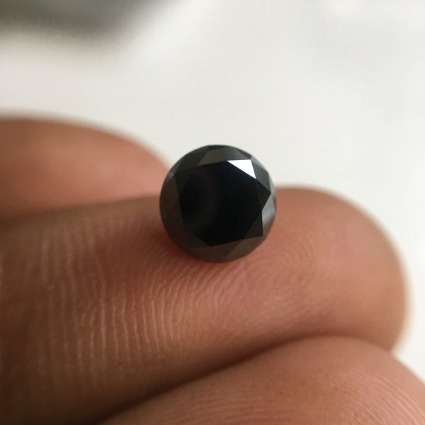 1.50 Ct Heated Black Diamond: 6.60 mm Round Brilliant Cut Loose Stone