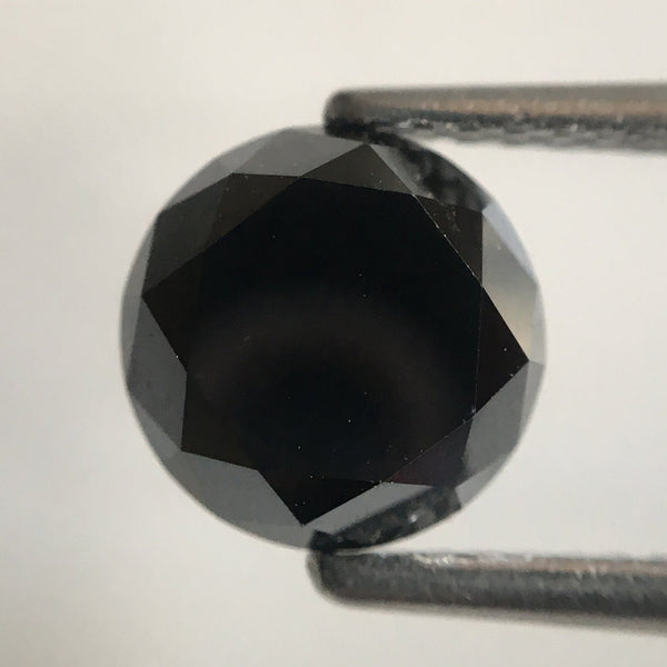 1.50 Ct Heated Black Diamond: 6.60 mm Round Brilliant Cut Loose Stone